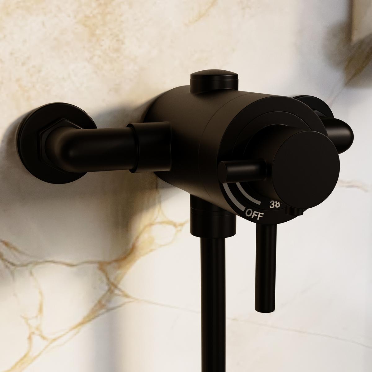 GRADE A1 - Black 1 Outlet Exposed Thermostatic Shower Valve - Volta