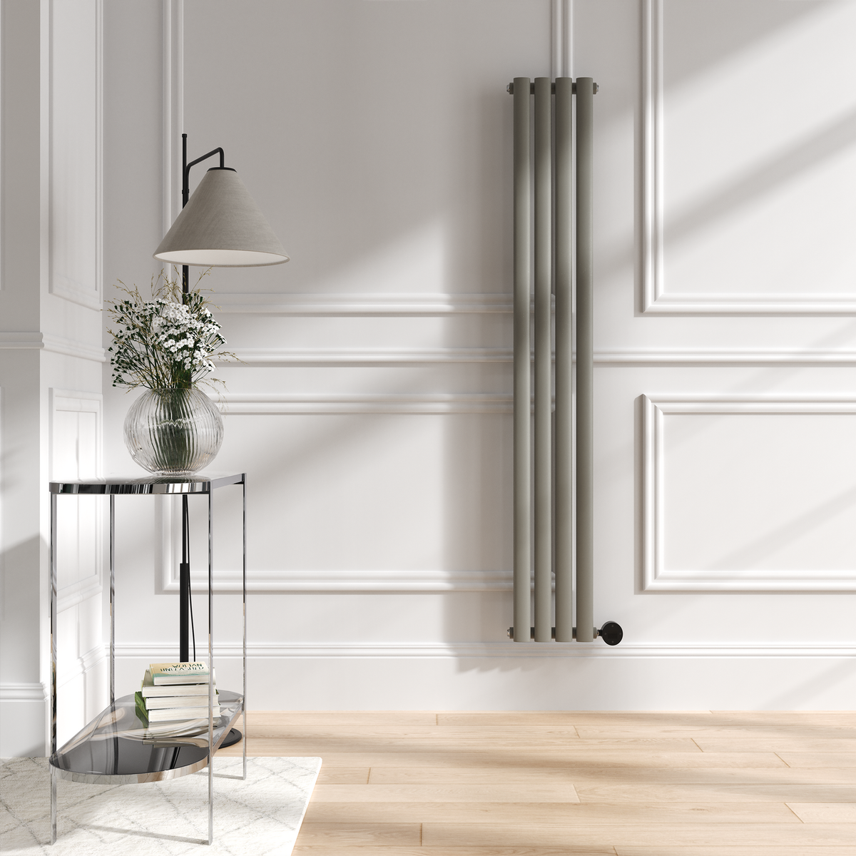 Smoked Stone Vertical Smart Electric Radiator with Wi-Fi Thermostat - 1000W - H1600xW236 - Bathroom Safe