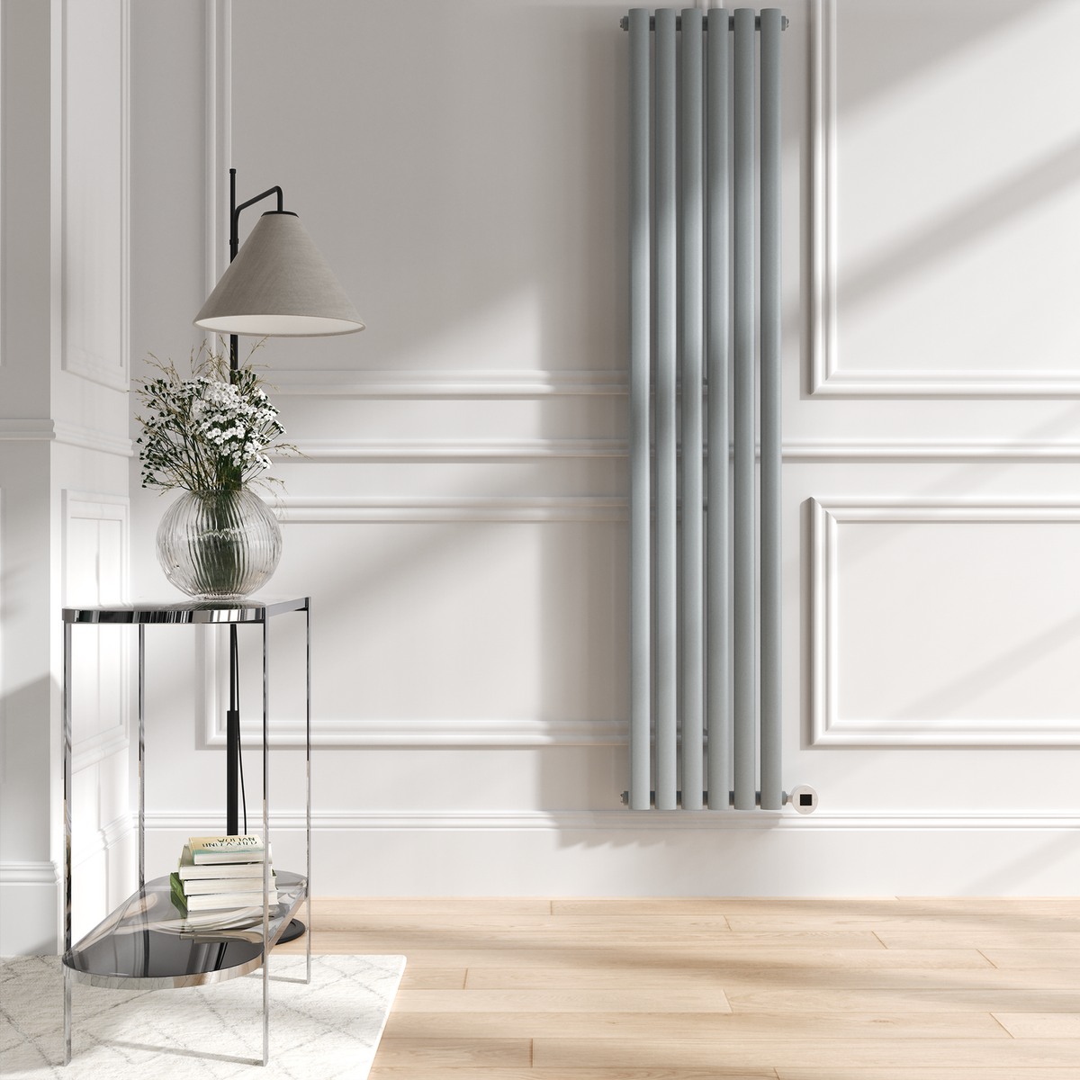 Salt & Pepper Vertical Smart Electric Radiator with Wi-Fi Thermostat - 2000W - H1800xW354 - Bathroom Safe