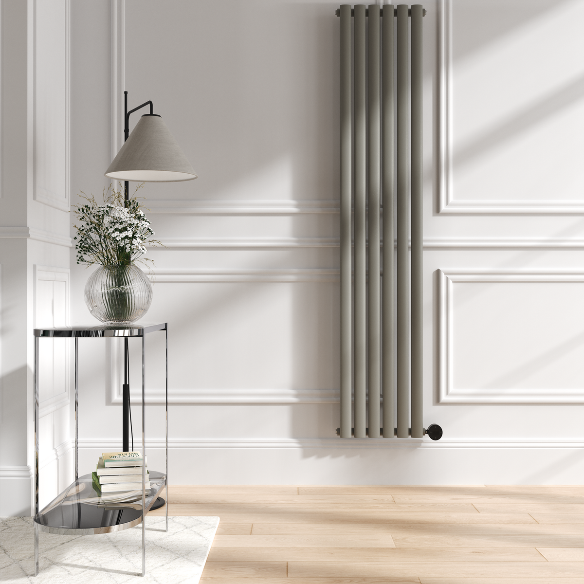 Smoked Stone Vertical Smart Electric Radiator with Wi-Fi Thermostat - 2000W - H1800xW354 - Bathroom Safe