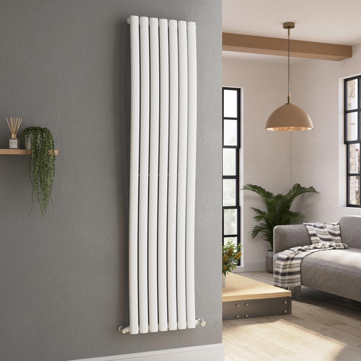 GRADE A2 - Onda White Vertical Oval Waved Designer Radiator 1800x413mm Single Panel 2926 BTU