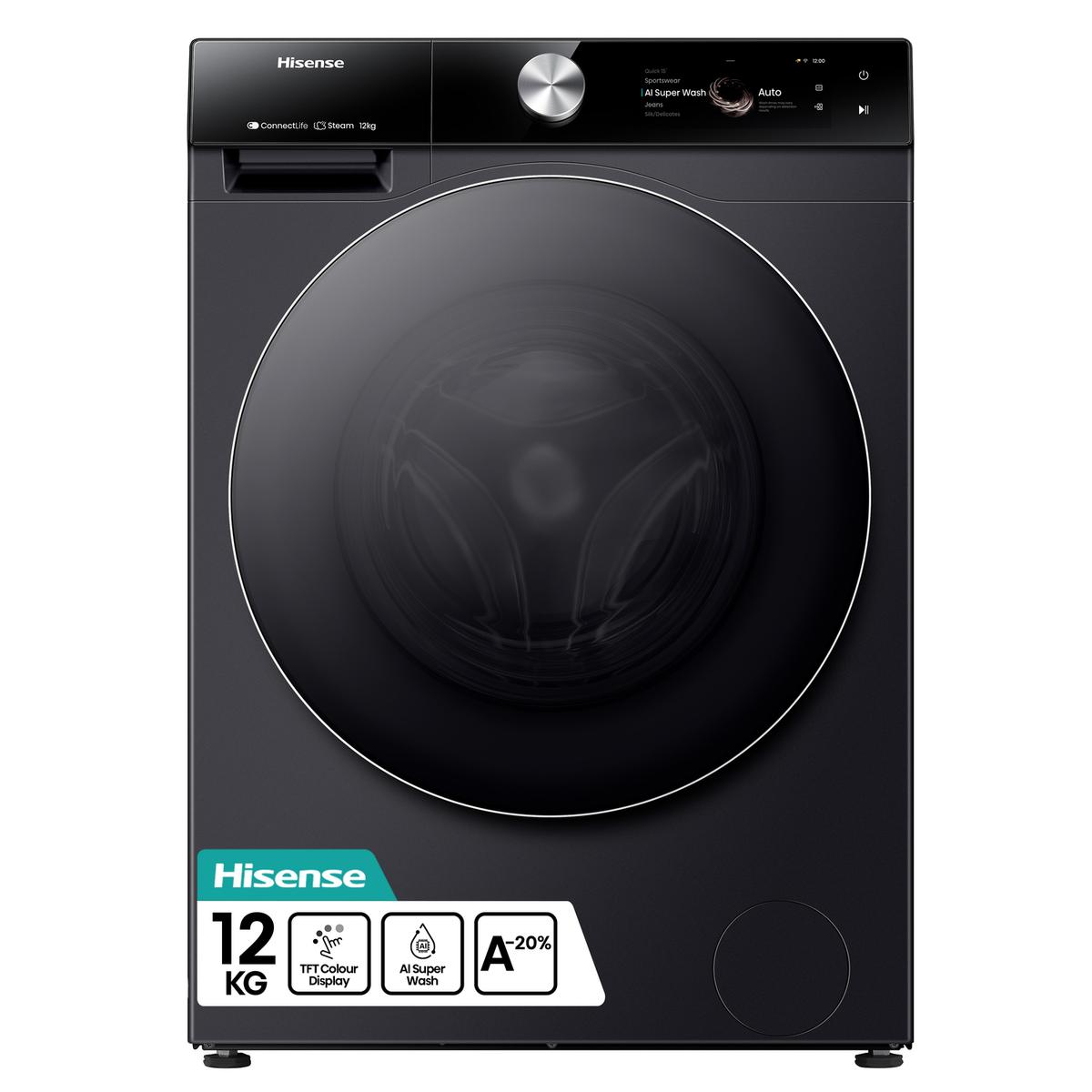 Hisense 7S Series 12kg 1400rpm Washing Machine - Black