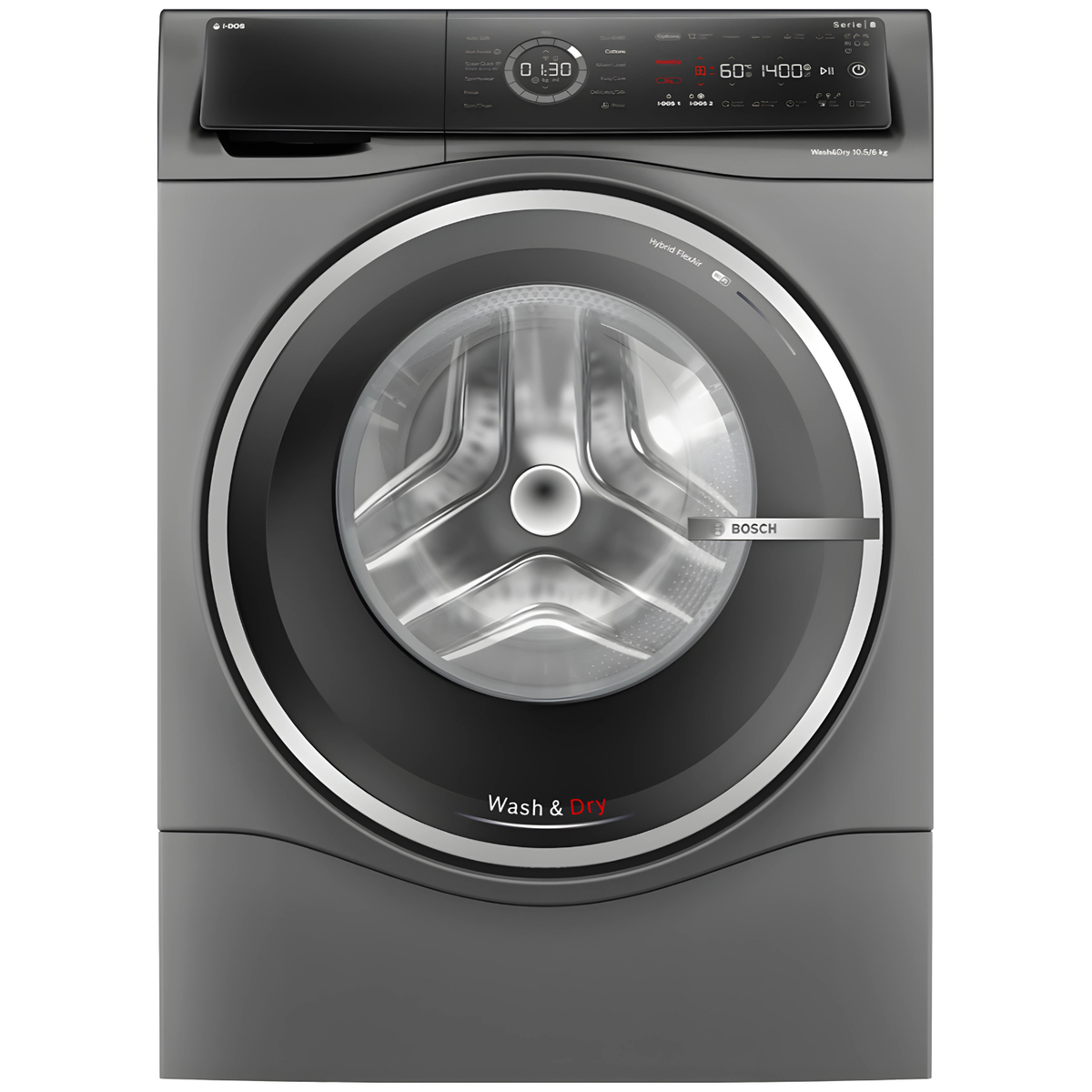 Refurbished Bosch Series 8 i-Dos 10.5kg Wash 6kg Dry 1400rpm Washer Dryer - Cast Iron Grey