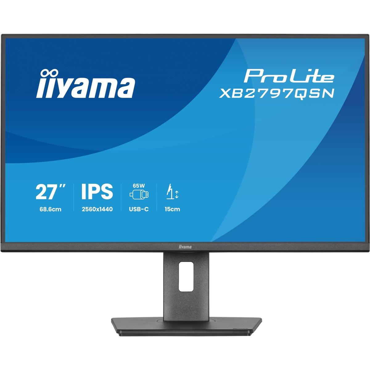 iiyama ProLite XB2797QSN 27" IPS QHD USB-C Height-Adjustable Monitor