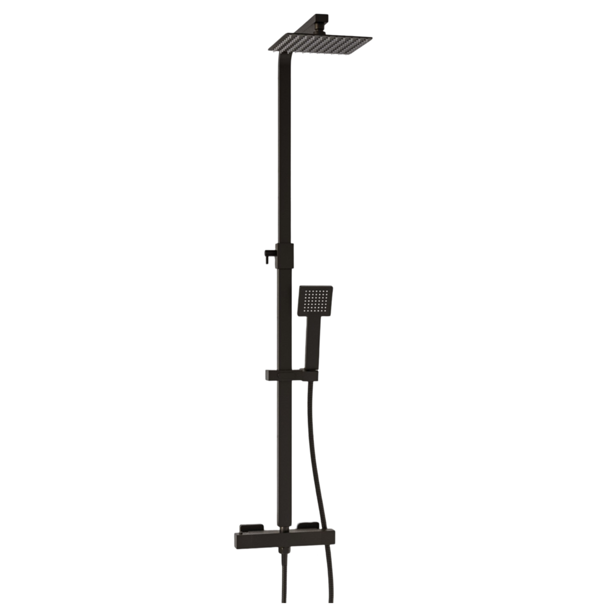 Black 2 Outlet Thermostatic Bar Mixer Shower Set with Hand Shower - Zana
