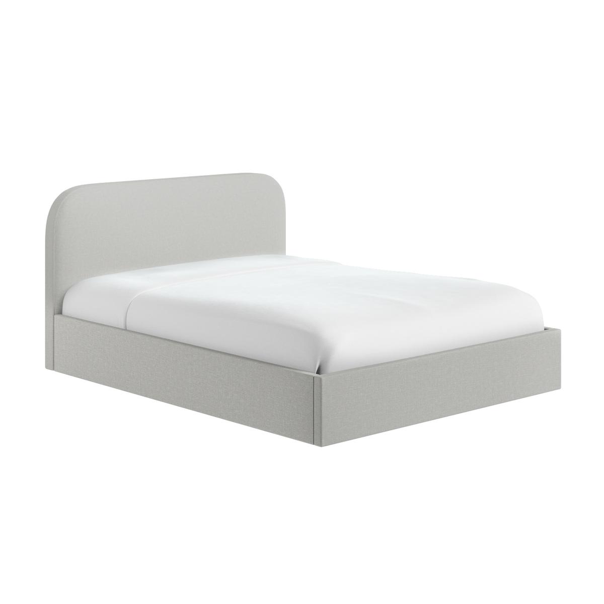 Grey Upholstered King Size Ottoman Bed with Curved Headboard - Zara