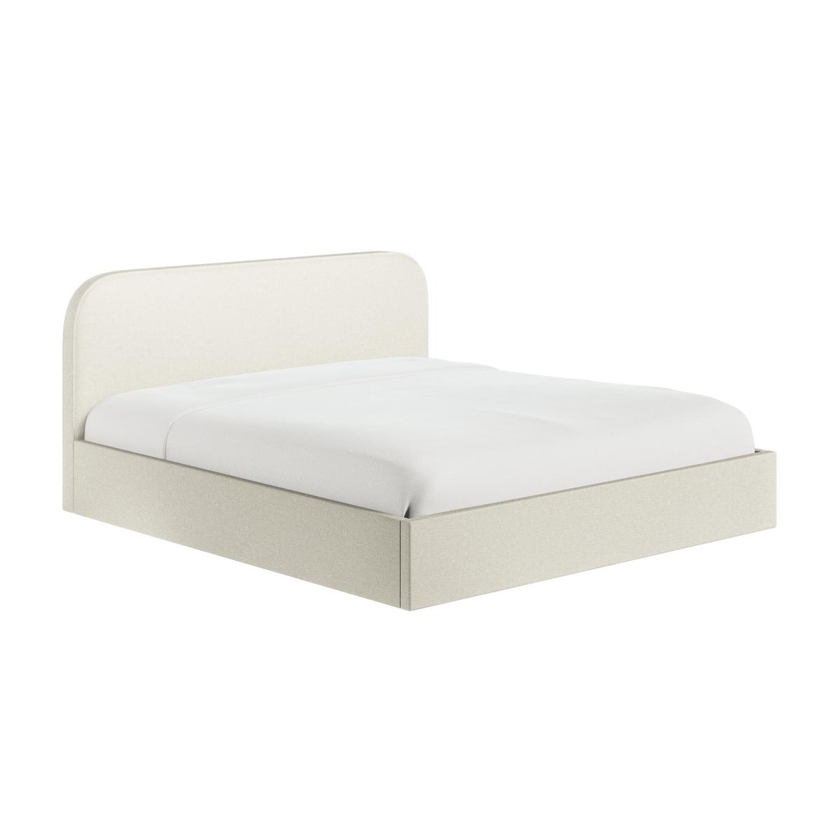 Cream Upholstered Super King Ottoman Bed with Curved Headboard - Zara