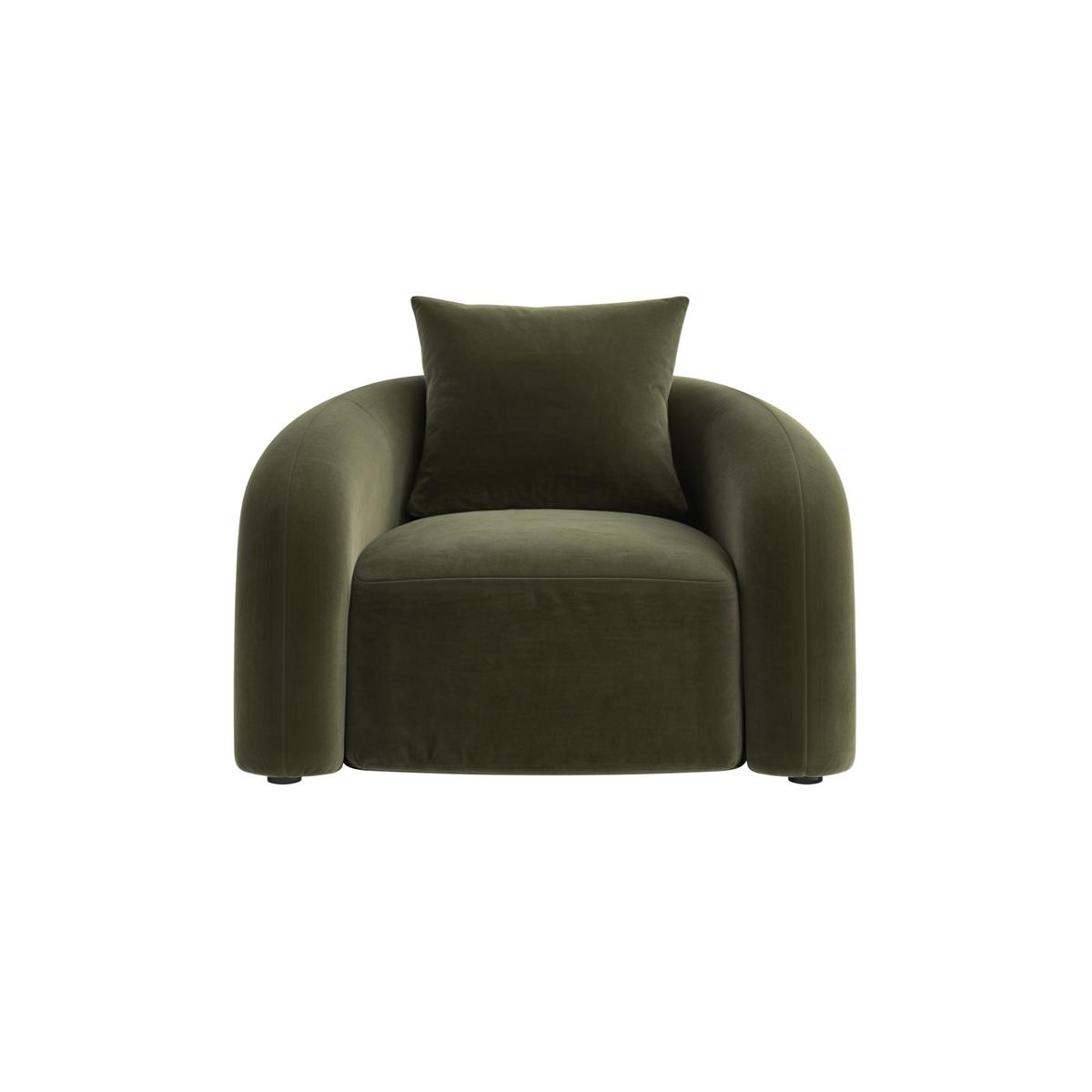 Modern Green Velvet Armchair with Cushion - Zuri