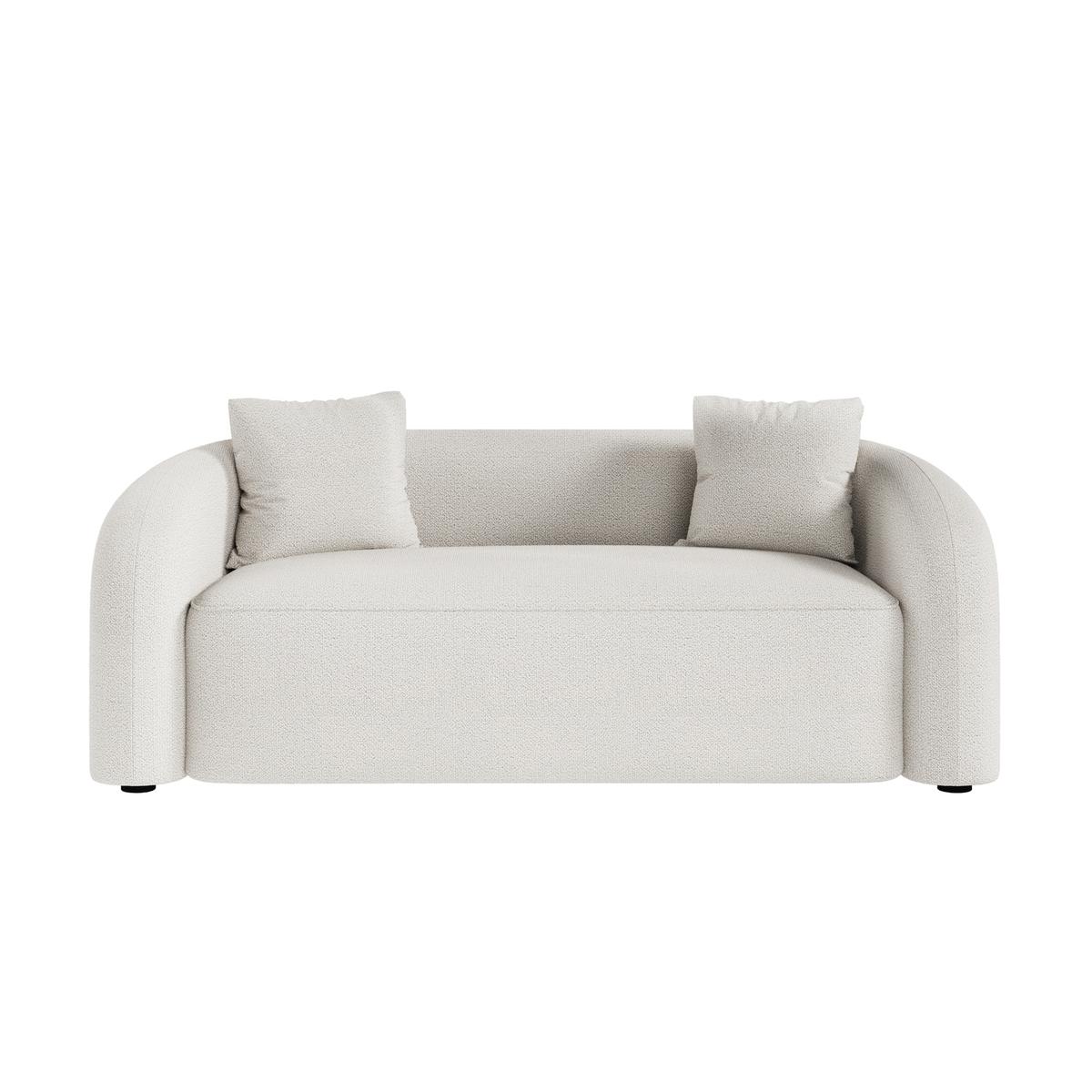 Cream Boucle Modern Curved 3 Seater Sofa - Zuri