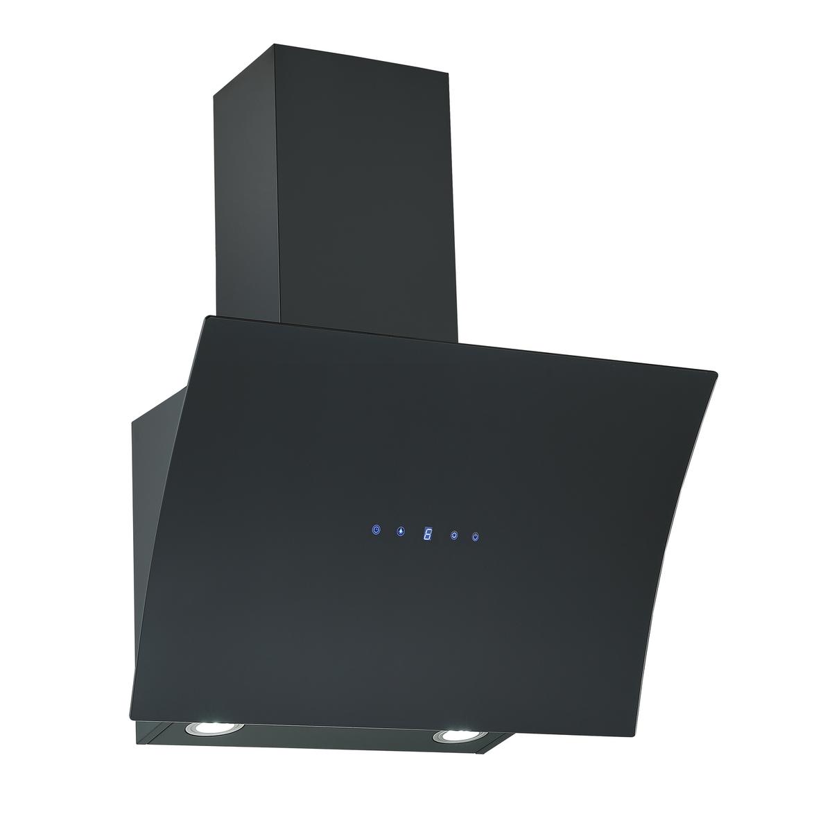 electriQ 60cm Curved Angled Hood with Touch Control - Black