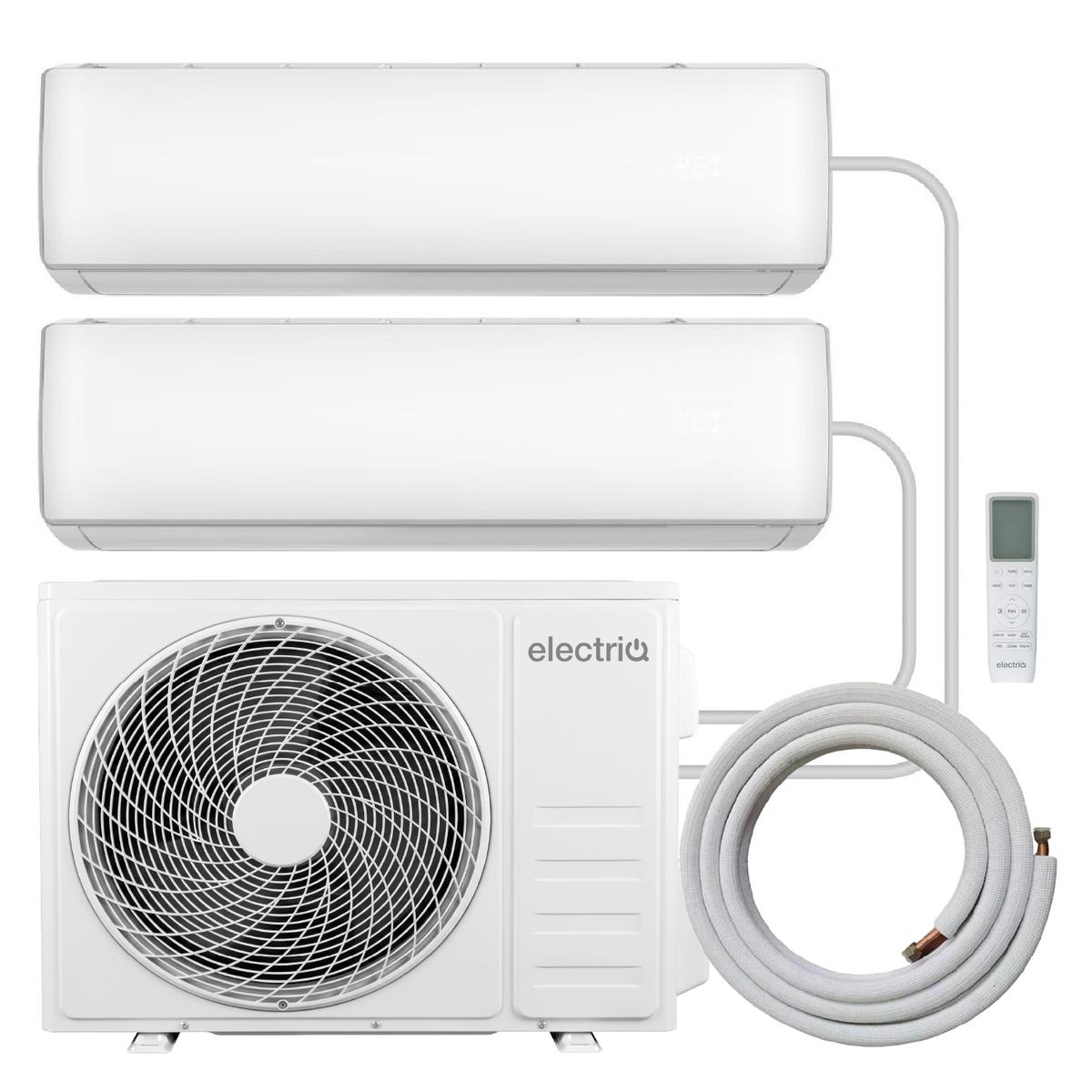 electriQ iQool Multi-Split 2 x 9000 BTU Smart Wall Mounted Split Air Conditioner with Heat Pump - Pipe Kits Included