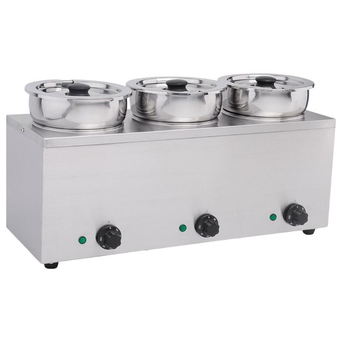 Hamoki Wet Heat Round Pot Bain Marie - 3 x 3.5 Ltr, Plug In