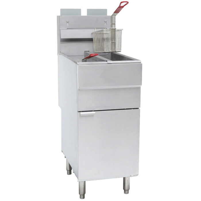 Hamoki 4 Burner Floor-standing Gas Fryer - Twin Tank Twin Basket, 26 Ltr, Natural Gas