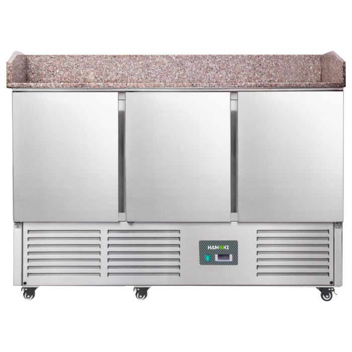Hamoki PZ903 3 Door Pizza Prep Counter - 346 Ltr, Granite Worktop, Plug In