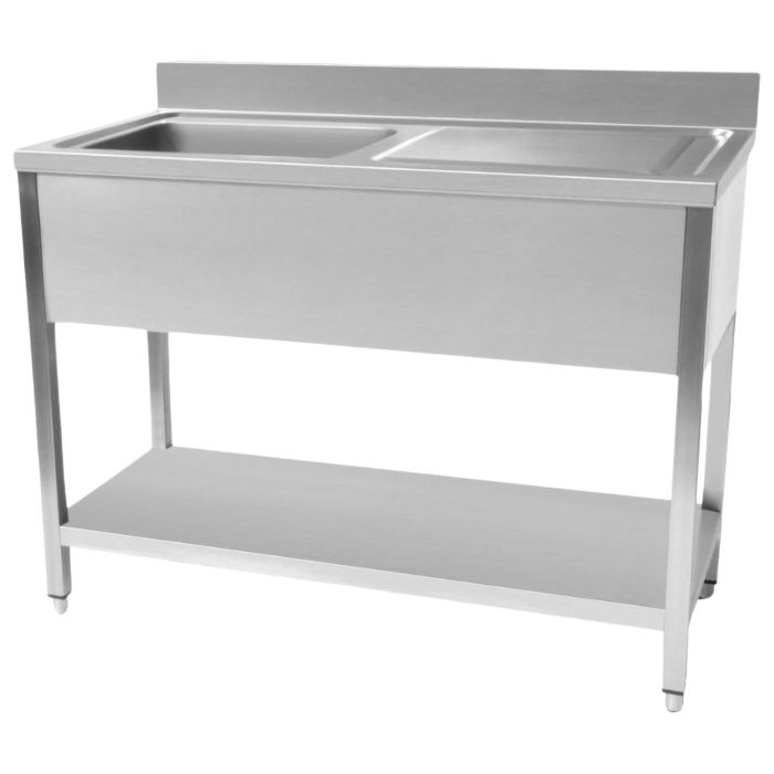Hamoki Stainless Steel Single Bowl Sink - Right Hand Drainer, 1200mm Wide, 700mm Deep