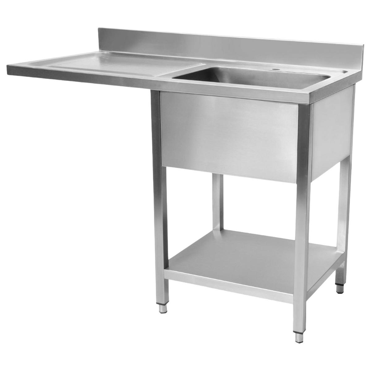 Hamoki Stainless Steel Single Bowl Dishwasher Sink - Left Hand Drainer, 1200mm Wide, 600mm Deep