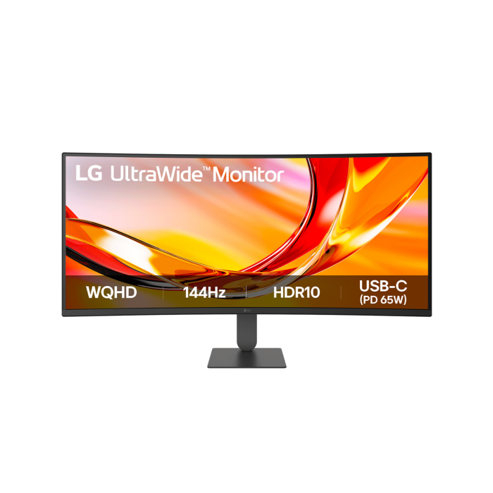 LG UltraWide 34" VA QHD 144Hz USB-C Height-Adjustable Curved Monitor