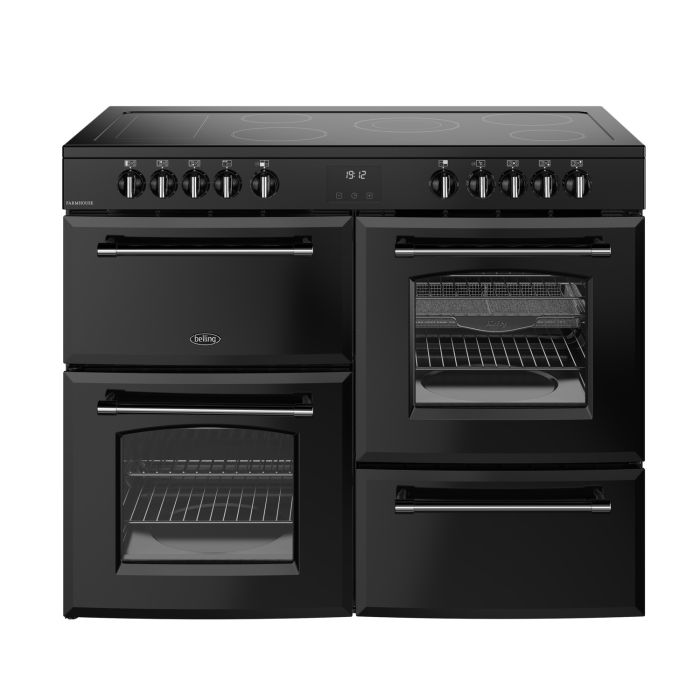 Refurbished GRADE A2 - Refurbished Belling Farmhouse 110cm Electric Ceramic Range Cooker - Black