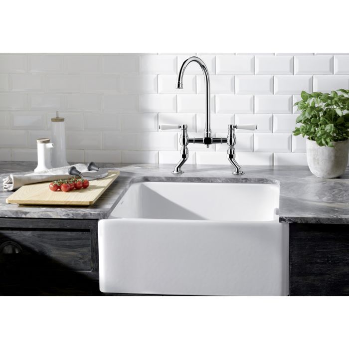 Blanco Vicus Bridge Dual Lever Swivel Spout Kitchen Mixer Tap - Chrome