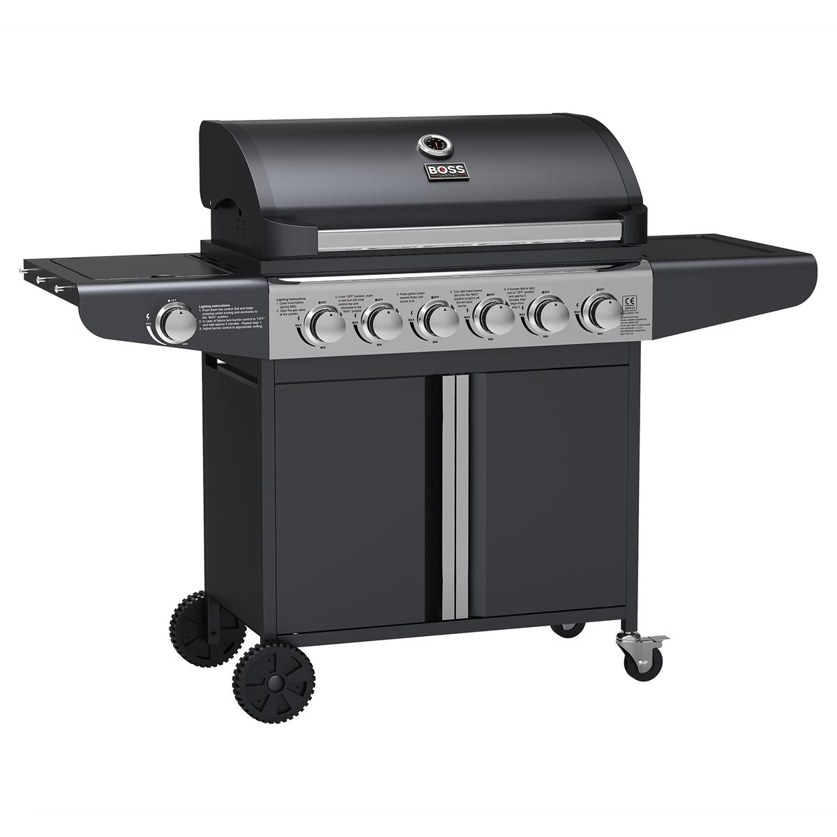 Refurbished Boss Grill Kentucky Premium 6 Burner Gas + 1 Side Burner BBQ in Black