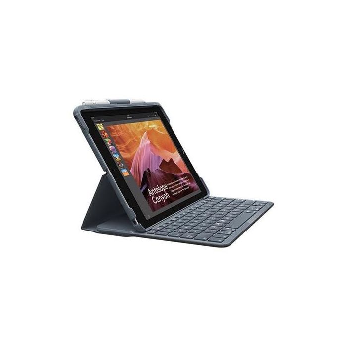 Logitech Slim Folio - Keyboard and folio case - Bluetooth - UK English - graphite - for Apple 10.2-inch iPad 7th generation
