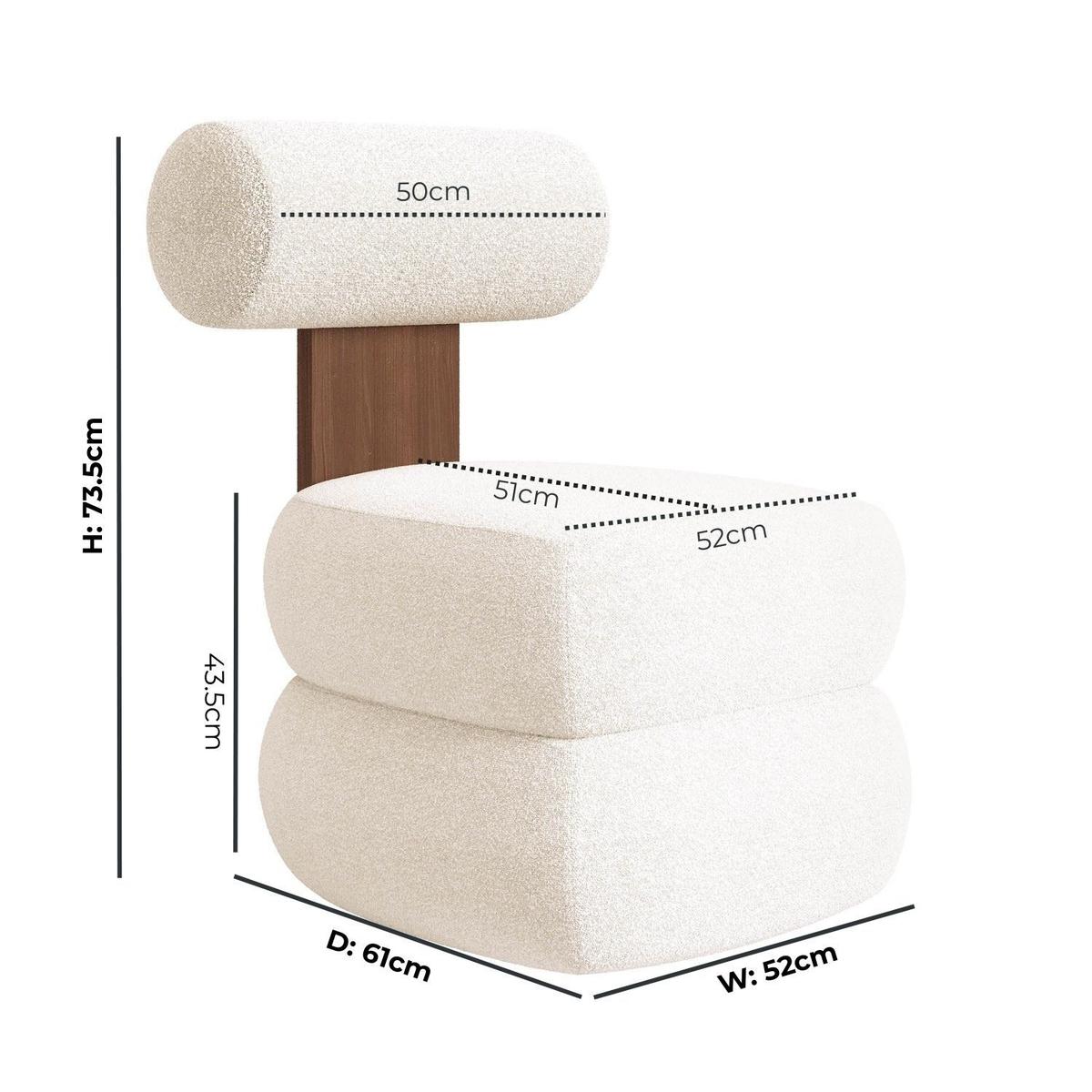 ONLY OPENED - Cream Boucle Roll Back Dressing Table Chair - Cleo