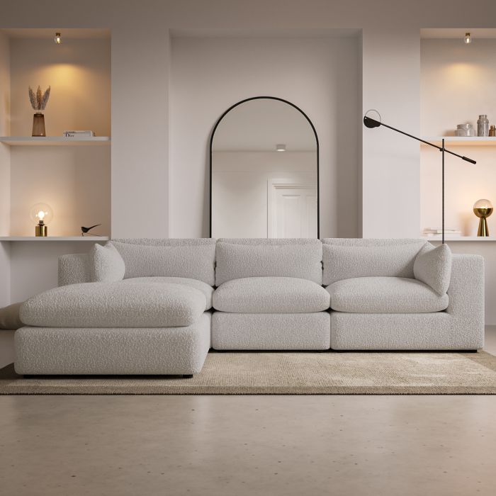 ONLY OPENED - Beige Boucle 4 Seater Modular Sofa - Hudson