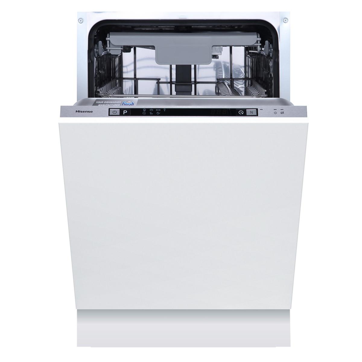 GRADE A2 - Hisense Hi4 Integrated Slimline Dishwasher - Top Spray Arm - Silver control panel