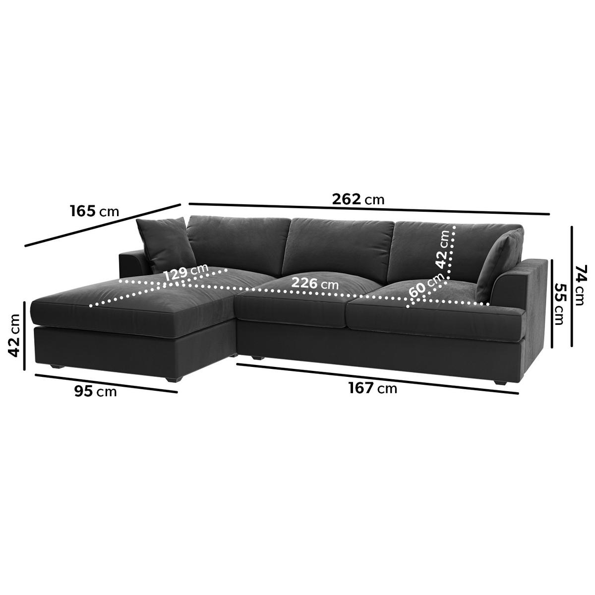 GRADE A1 - Dark Grey Velvet Left Hand L Shaped Sofa - Seats 4 - August