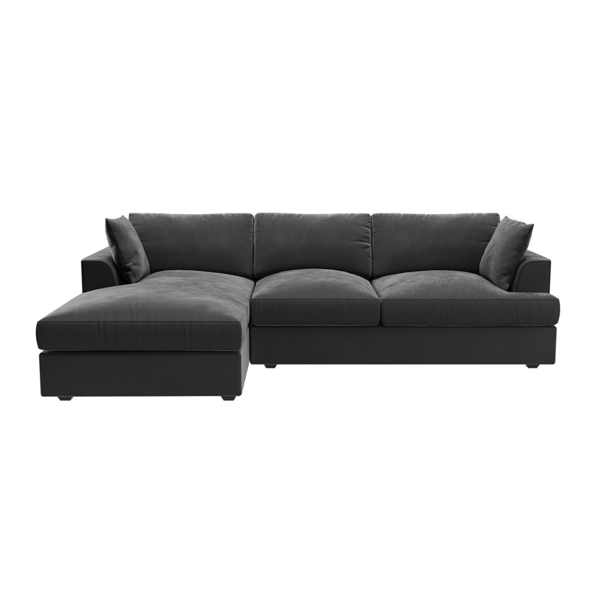 ALMOST PERFECT - Dark Grey Velvet Left Hand L Shaped Sofa - Seats 4 - August