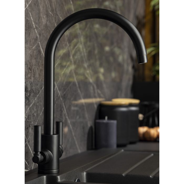 Abode Brolle Dual Lever Mixer Tap - Matt Black