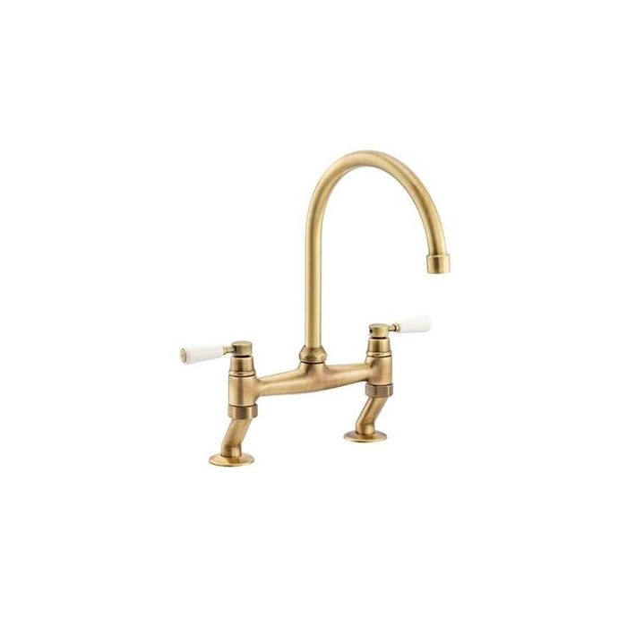 Abode Traditional Bridge Mixer Tap - Antique Brass