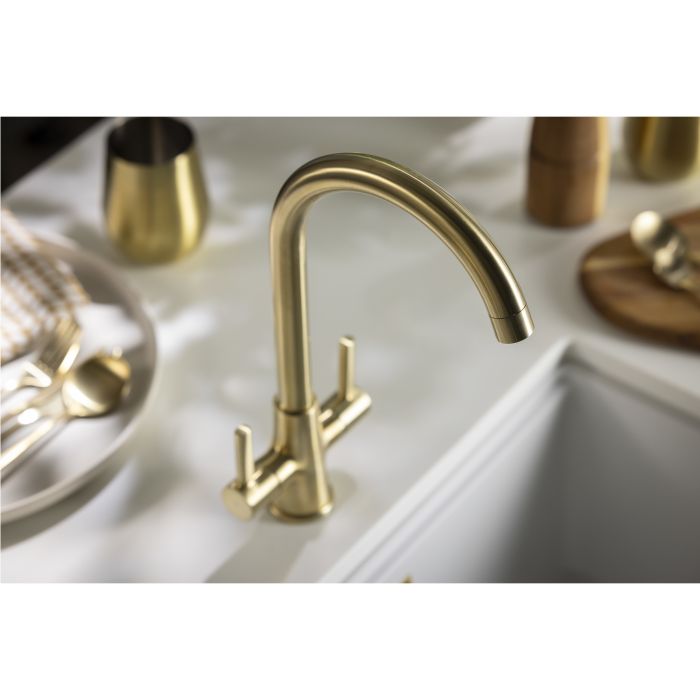 Abode Enstyle Dual Lever Mixer Tap - Brushed Brass