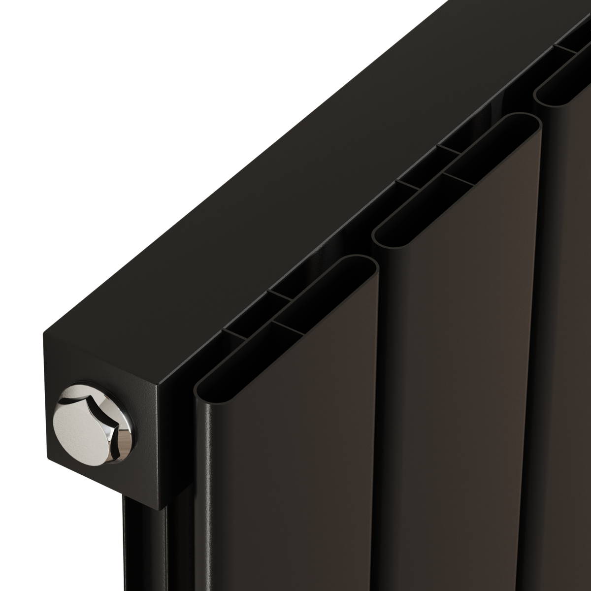 GRADE A2 - Eco Eleganza Midnight Black Vertical Flat Aluminium Middle Connection Radiator 1600x375mm Single Panel 2546 BTU