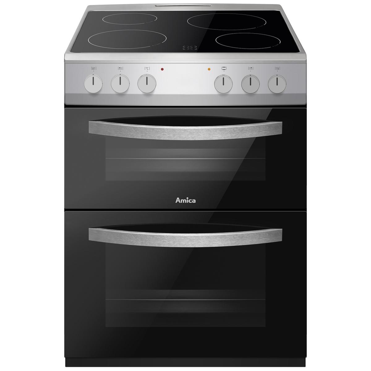 GRADE A2 - Amica 60cm Electric Cooker - Silver