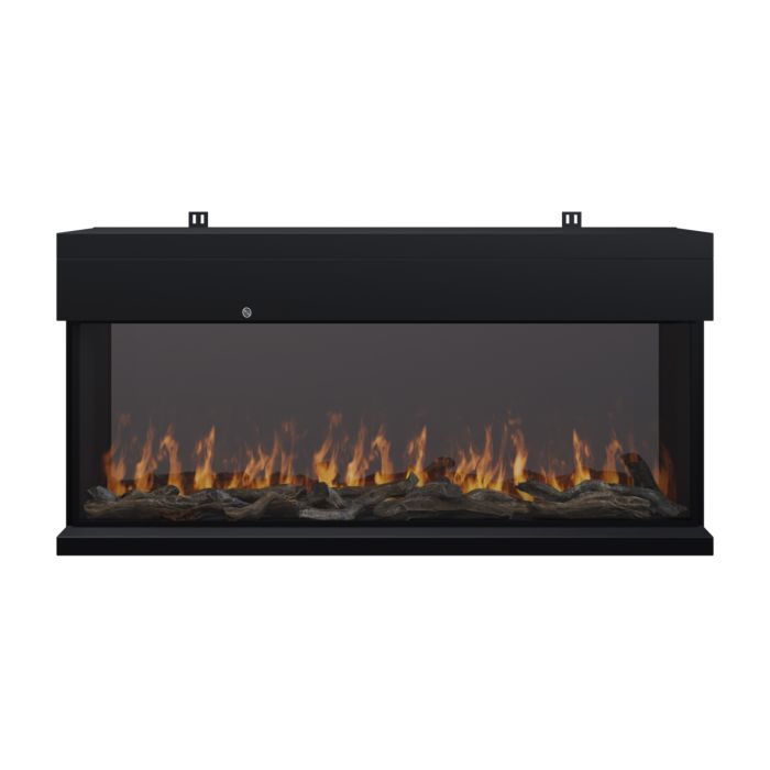 Black 3-Sided Inset Electric Media Wall Smart Fire Place - 40 Inch - AmberGlo