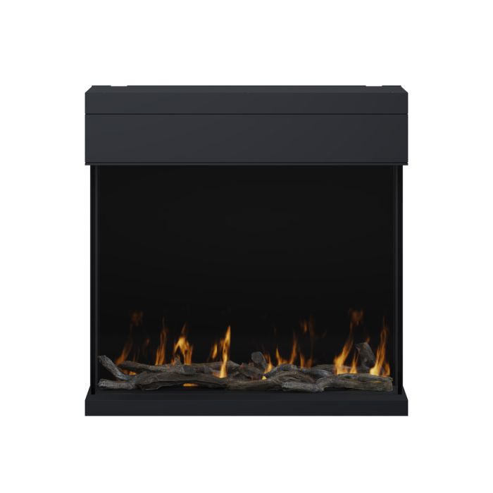 Black 3-Sided Inset Electric Media Wall Smart Fire Place - 30 Inch - AmberGlo