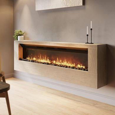 ONLY OPENED - 70 Inch Oak Wall Mounted Fire