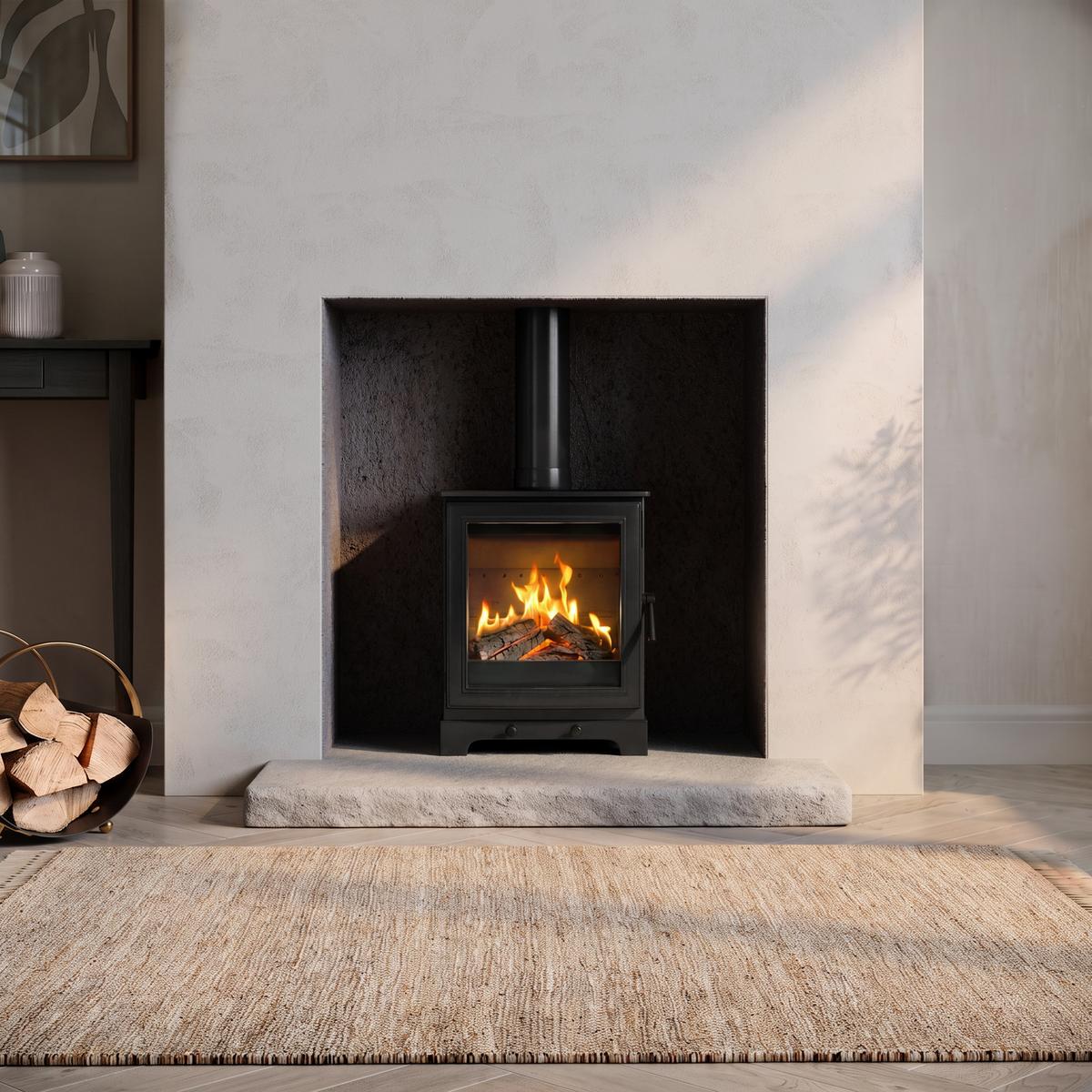 Wood Burning 5kW Stove in Black - AmberGlo
