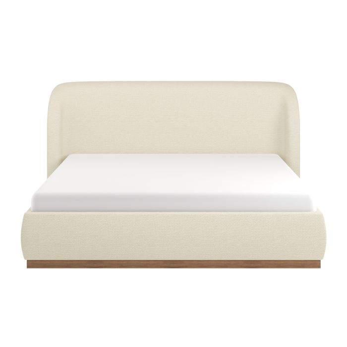 Cream Upholstered Super King Ottoman Bed with Curved Headboard - Adelyn