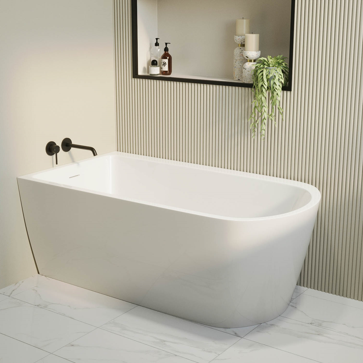 GRADE A2 - Freestanding Single Ended Left Hand Corner Bath 1500 x 800mm - Amaro