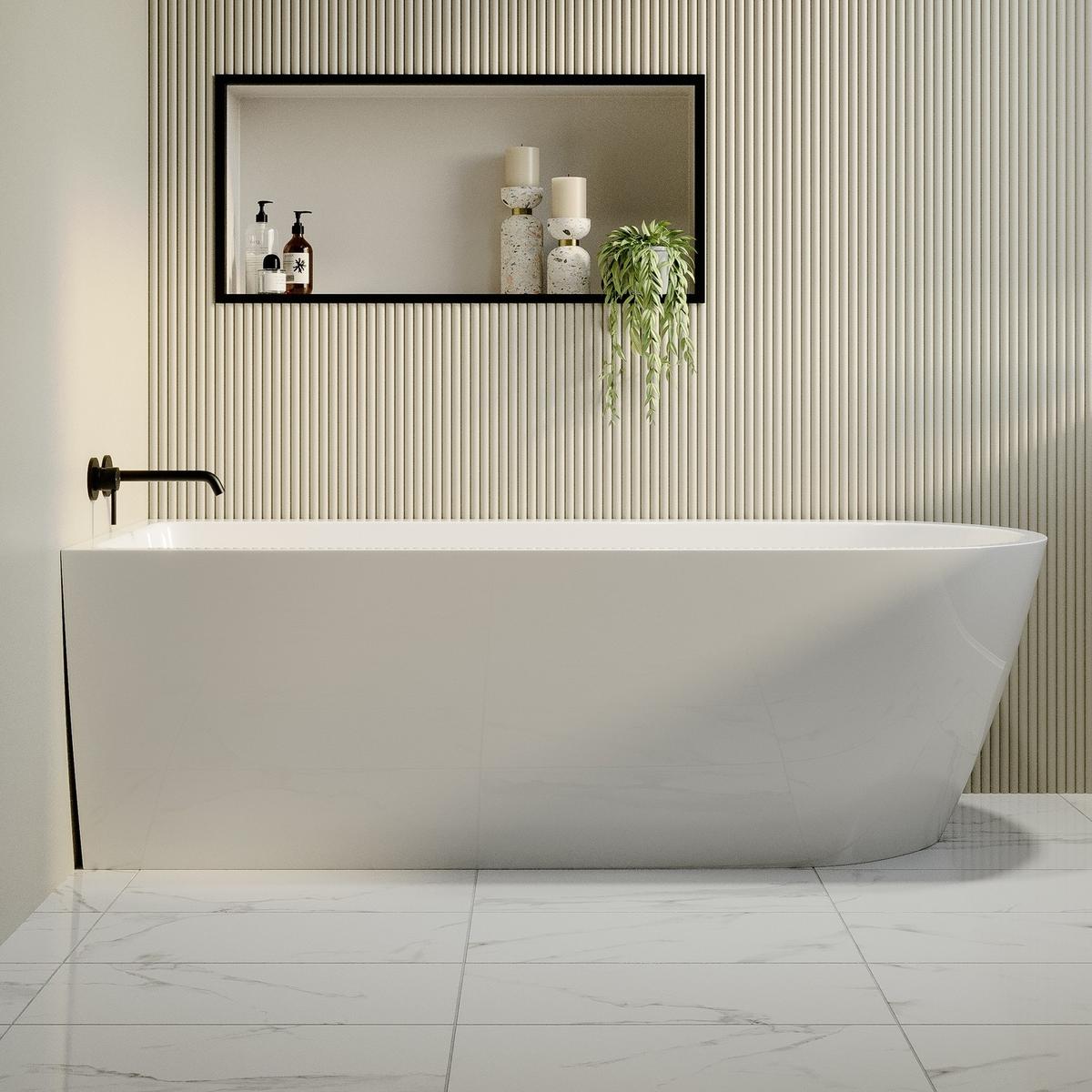 GRADE A1 - Freestanding Single Ended Left Hand Corner Bath 1800 x 800mm - Amaro