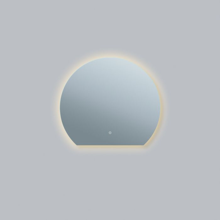 Half Circle Backlit Heated Bathroom Mirror with Lights 800 x 700mm - Ara