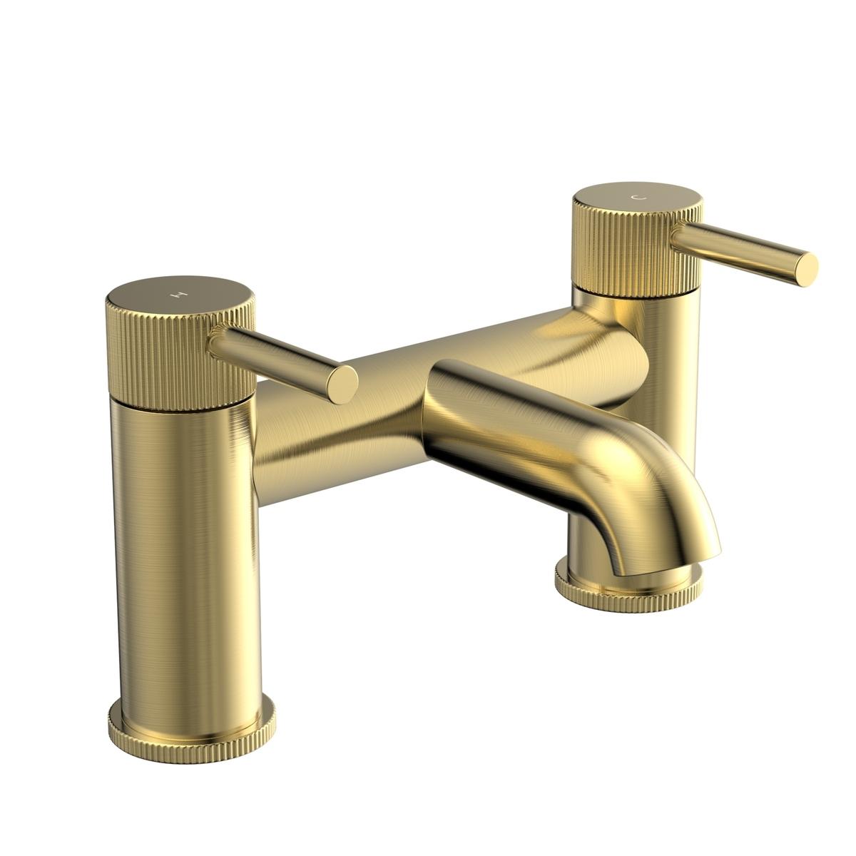 Brushed Brass Fluted Bath Filler - Arissa