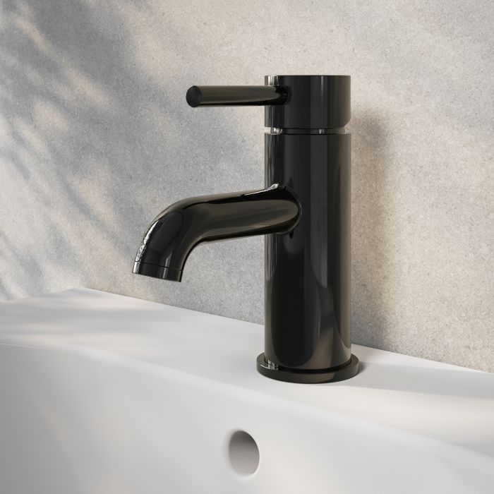 Black Chrome Mono Basin Mixer Tap - Arissa