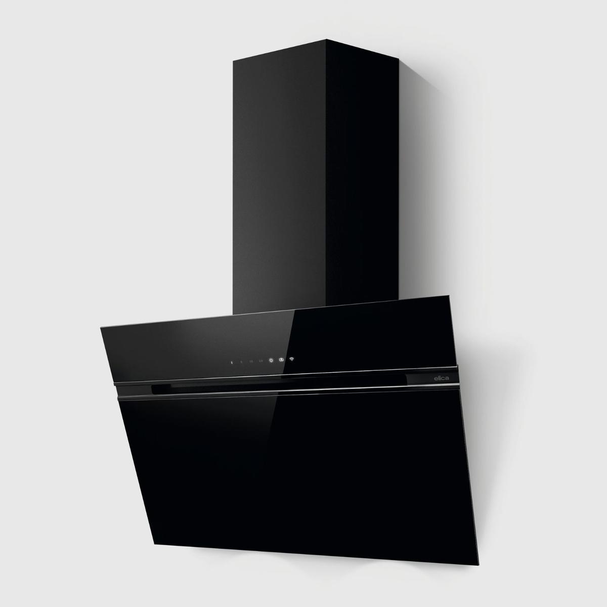 GRADE A1 - Elica Ascent 80cm Angled Cooker Hood - Black Glass