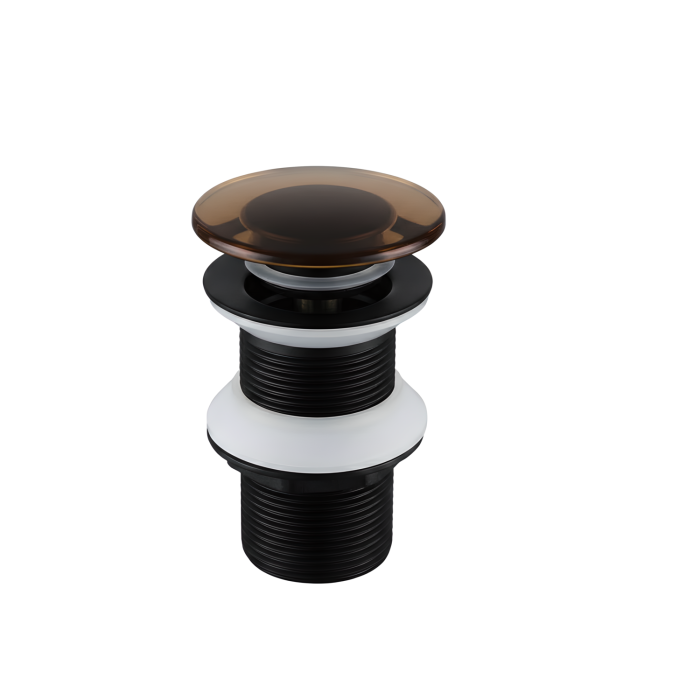 Amber Transparent Click Clack Unslotted Basin Waste - Aurea