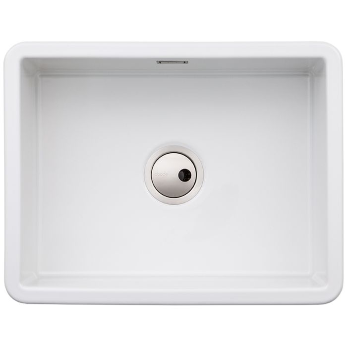 Abode Sandon Single Bowl Inset / Undermount White Ceramic Kitchen Sink