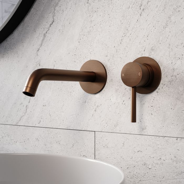 GRADE A2 - Brushed Bronze Wall Mounted Basin Mixer Tap - Arissa