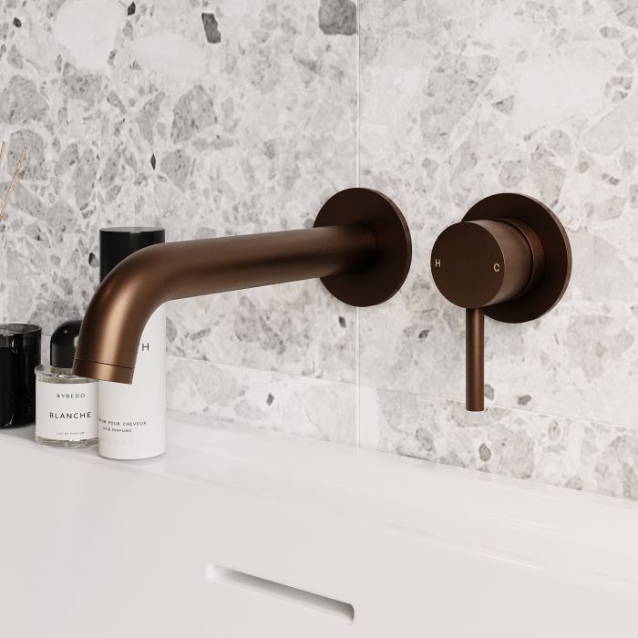 GRADE A2 - Brushed Bronze Wall Mounted Bath Mixer Tap - Arissa